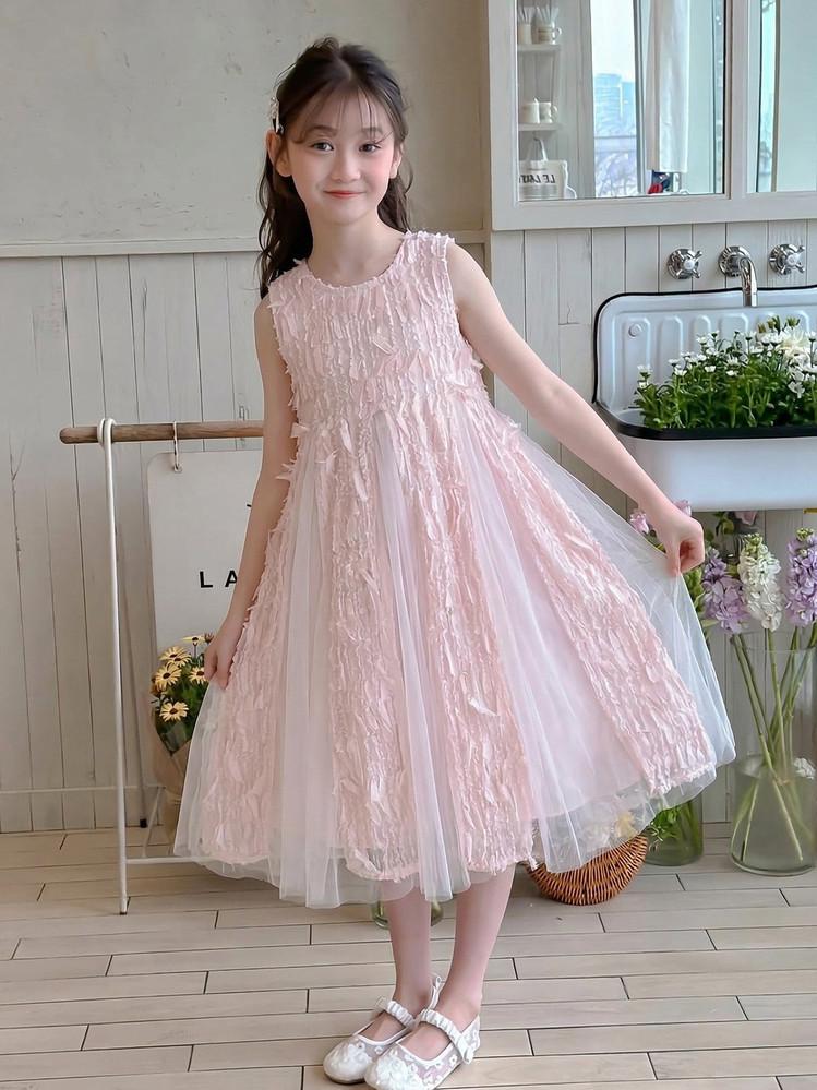 Girls' dress 26 summer new shiny mesh princess dress elegant fairy dress big children's dress