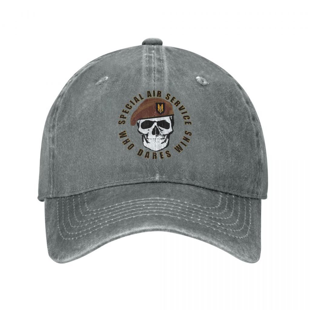 Vintage SAS Skull Special Air Service Baseball Caps Men Distressed Denim Sun Cap British Army Special Forces Hat