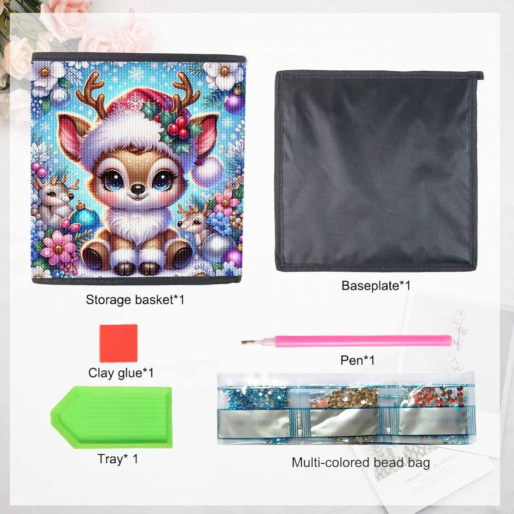 The Deer In The Snow 5D Diamond Painting Storage Basket Full Round Drill Mosaic Diamond Embroidery Cross Stitch Kits Home Decor Home Decor