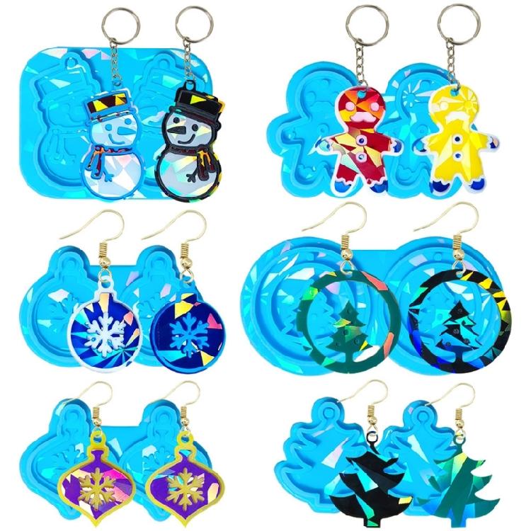 Christmas Silicone Mold Holographic Epoxy Resin Mold DIY Keychain Charm Mold