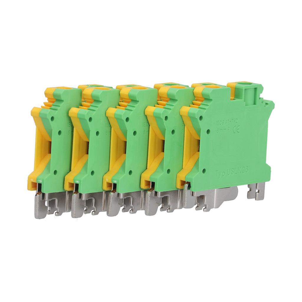 50Pcs DIN Rail Mount Terminal Grounding Terminals Block for Electrical Connections USLKG‑6