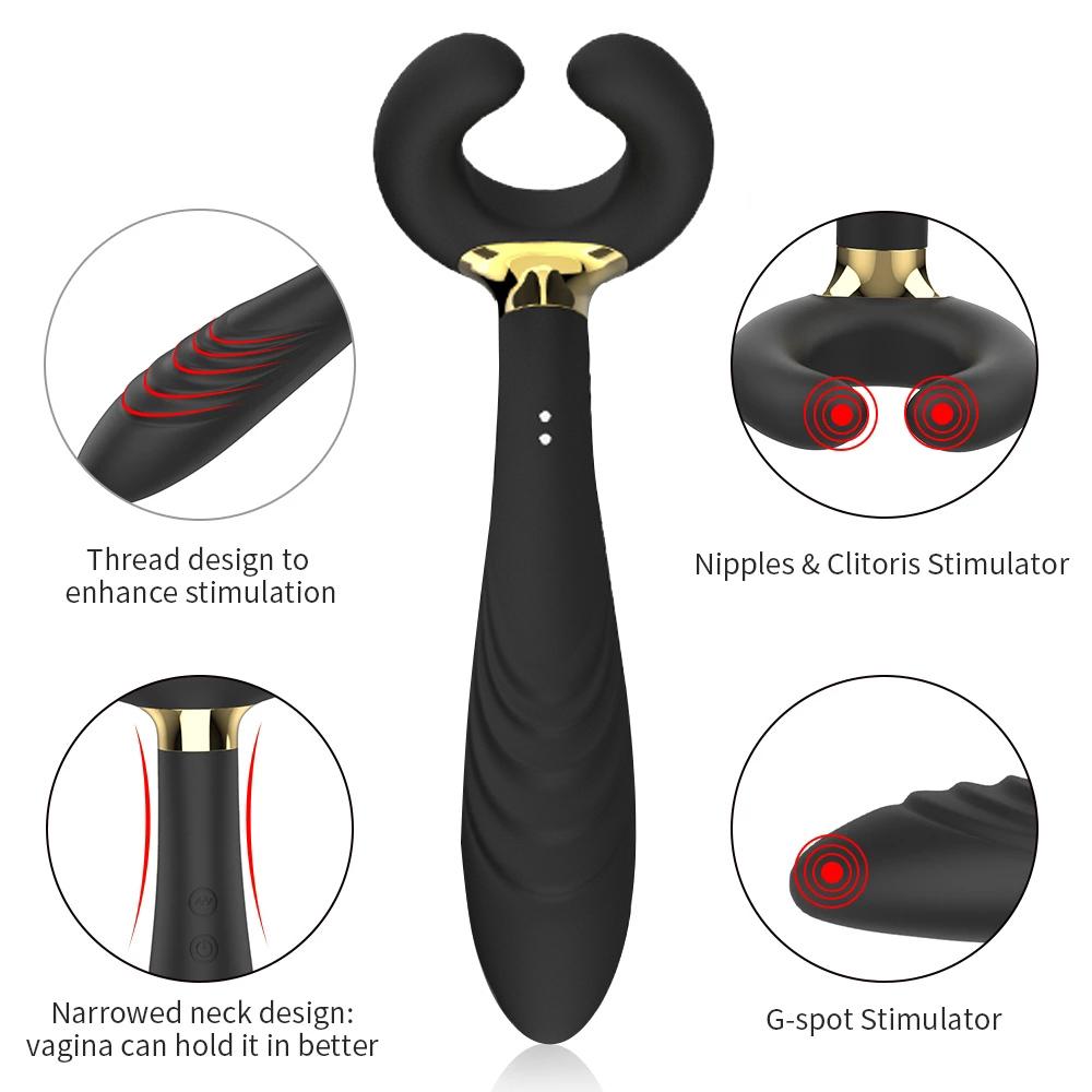 Three Head Vibrator G-spot Body Massage C-type Magnetic Charging AV Stick Clitoris Vagina Stimulation Female Masturbation Toys