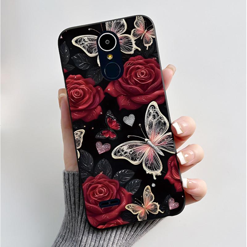 Hülle Für LG K8 2017/LG K8 2018/LG K9 2018 Weiches Silikon Schwarzes Gehäuse Für LG K10 2016/LG K10 2017 Hülle Niedliche Blume Cartoon Hülle