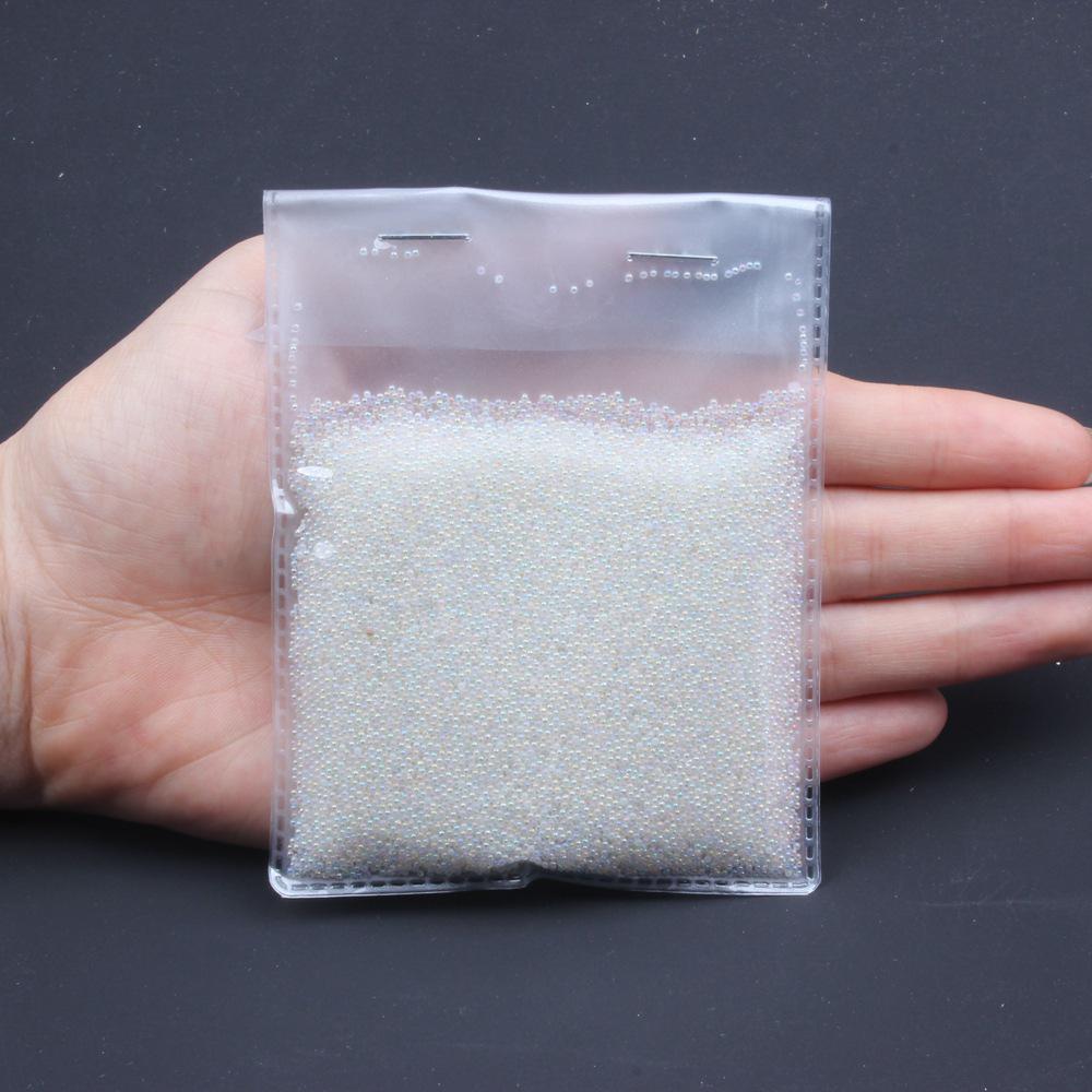 Transparent Iridescent Glass Bubble Beads for Nail Art - No Hole Pixie Caviar Beads