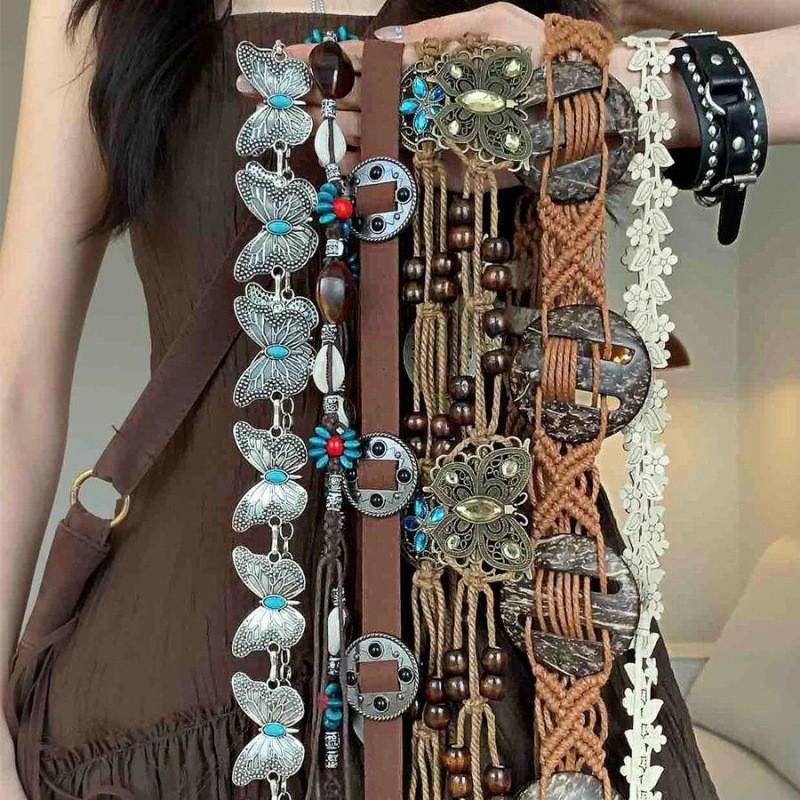 Beautifully Crafted Vintage Metal Waist Chain With Butterfly Design For Dresses