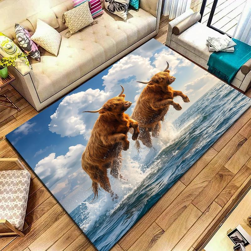 Flying Sunset Animals Pattern Square Carpet,Area Rug,Carpet Rug for Living Room Bedroom Sofa Playroom Decor,Non-slip Floor Mat,Holiday Birthday Gifts