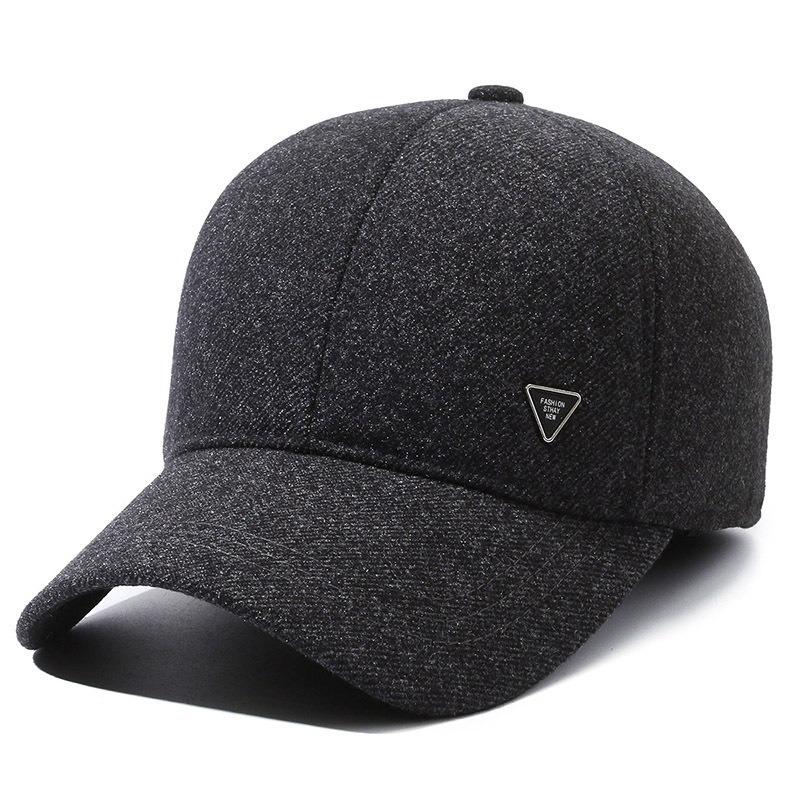 Casual Baseball Cap Winter Men's Dad Grandpa Outdoor Windproof Ear Protector Cap Fleece Thick Cotton Cap