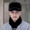 Men's Waterproof Mink Plush Baseball Cap - Warm, Thick, Flat-top for Autumn/Winter - Ideal for Middle-aged and Elderly.