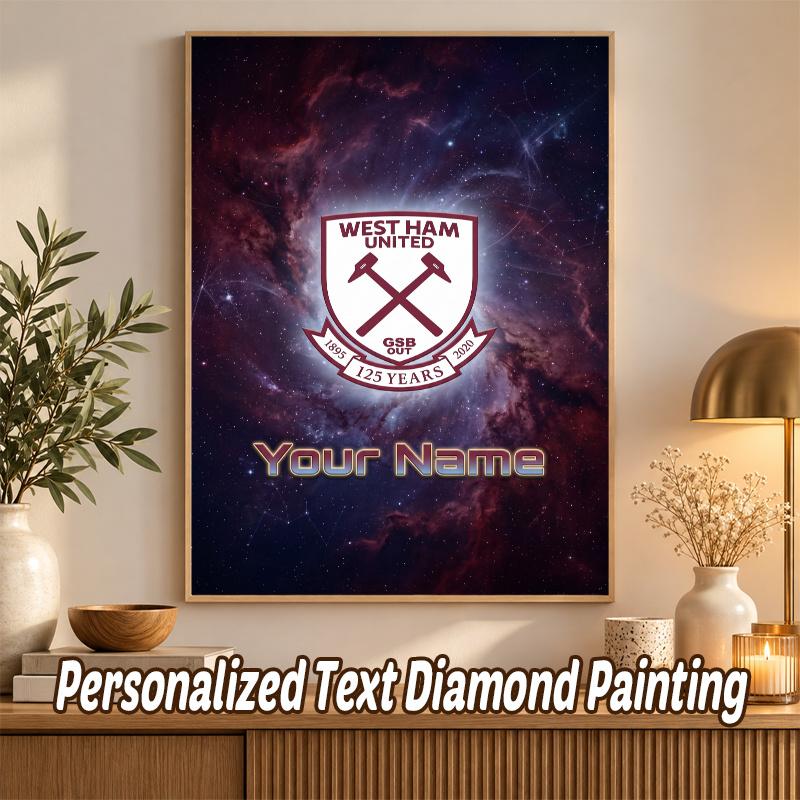 West Ham United FC Benutzerdefinierter Name Text 5D Diamantmalerei Set DIY Vollbohrer Diamantkunst Dekoration