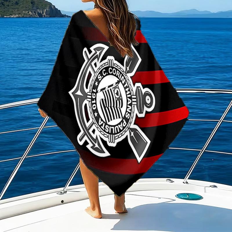 Sport Club Football Crest Printed Beach Towel, Super Soft Microfiber, Perfect Gift Birthday, for Pool, Beach, Travel, for family and friends