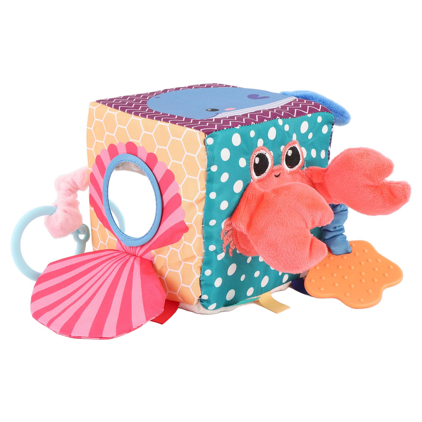 

Baby Soft Cube Soothing Hand Rattle Ball Soft Rich Colors Baby Cloth Activity Toy for Crib