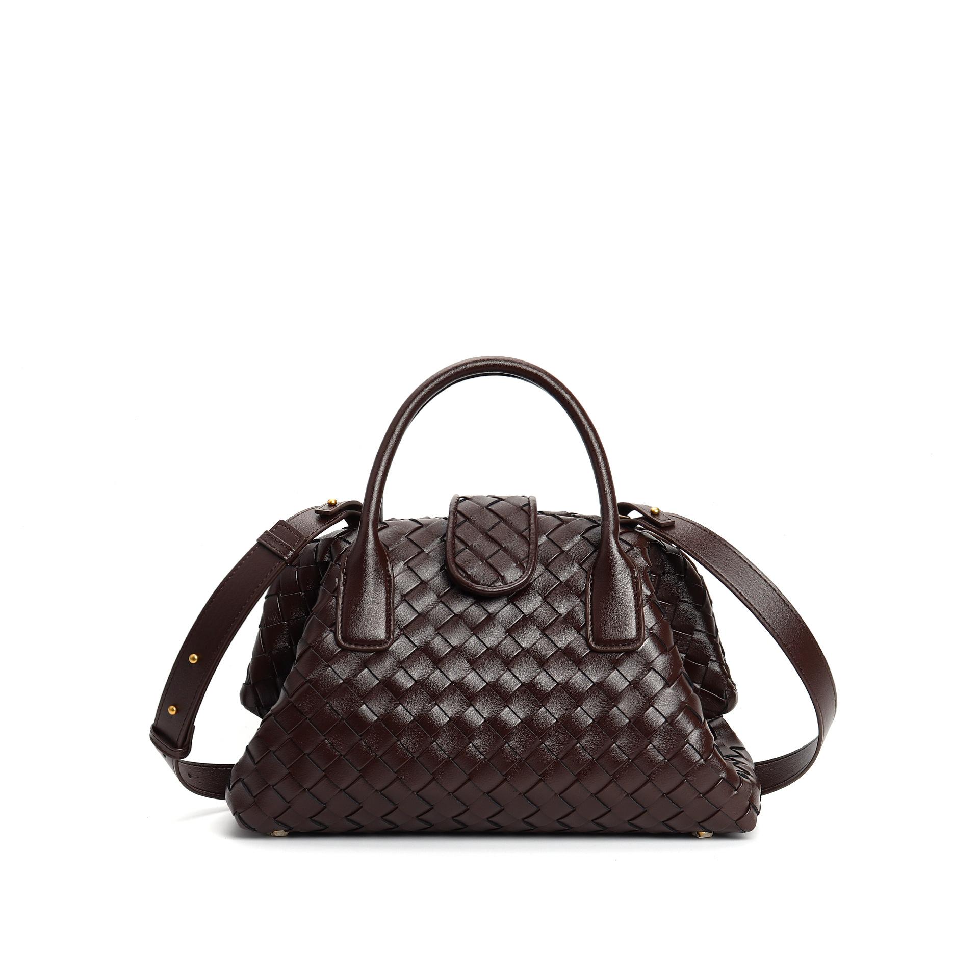 

Новая классическая брендовая винтажная плетеная сумка женская сумка через плечо для боулинга простая сумка для поездок на работу 30x14.5x18cm черный коричневый