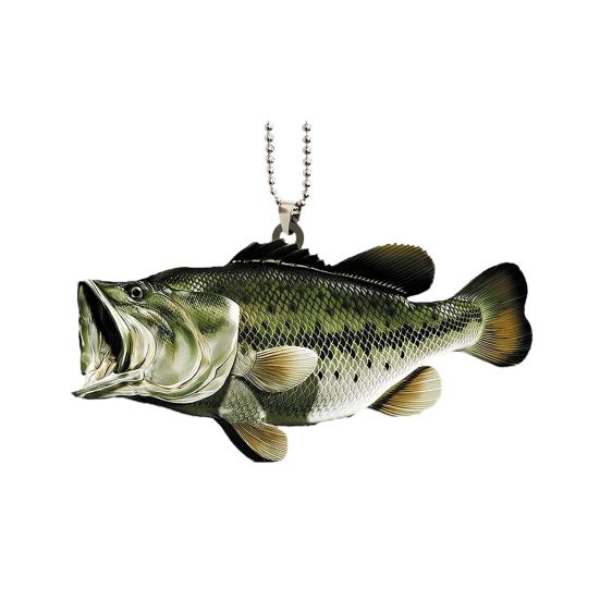 Kreativ Fisk Bil Hengende Anheng 2D Flat Akryl Bakspeil Ornament Festlig
