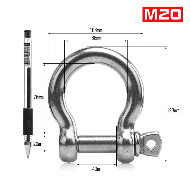 304 Stainless Steel Bow Shackle - Tow Hook, Marine Rope Ring, Chain Lifting Rigging Connector