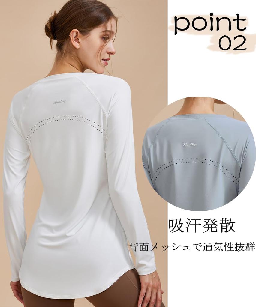 Karsaer Yoga Sports Long UV Long Perfect for Gym A0060 Women's Top, T-Shirt, Sleeve, Figure-Contoured, Protection, Stretchy, Length, Pilates,