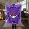 Purple Gengar Pattern Flannel Blanket, High Quality Comfortable for All Seasons, Home Decor, Warmth and Comfort, Perfect for Gifts.