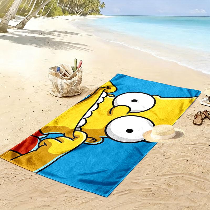 Bart Print Beach Towel, Large Soft Quick Dry Towel for Beach Camping Swimming