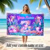 Underwater Fish Theme Quick Dry Beach Towel Custom Name Text Print Large Sand Resistant Towel Beach Vacation