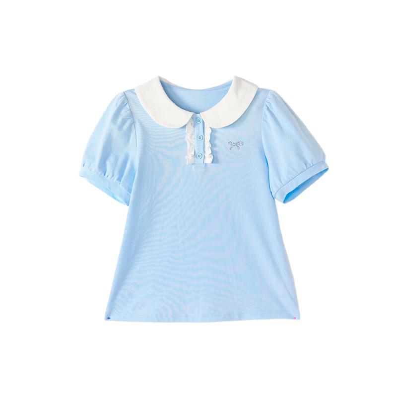 Deesha Girls' Doll Collar Puff Sleeve T-Shirt