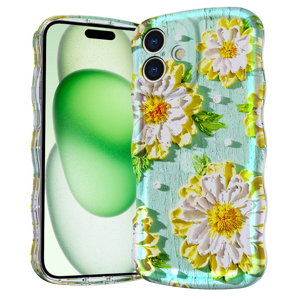 For iPhone 16 Plus Magnetic Case Wave Edge Glitter TPU Phone Back Cover