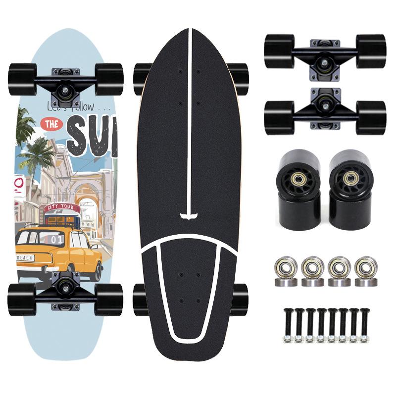 Thailand Maple Big Fish Board Single Upturned Skateboard Walking Board Land Surfboard Brush Street Board Four