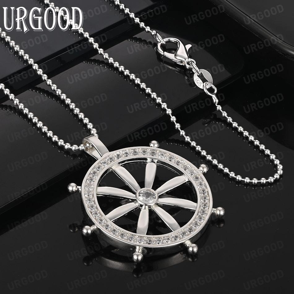 925 Sterling Silver AAA Zircon Round Fashion Pendant Necklace Wedding Jewelry