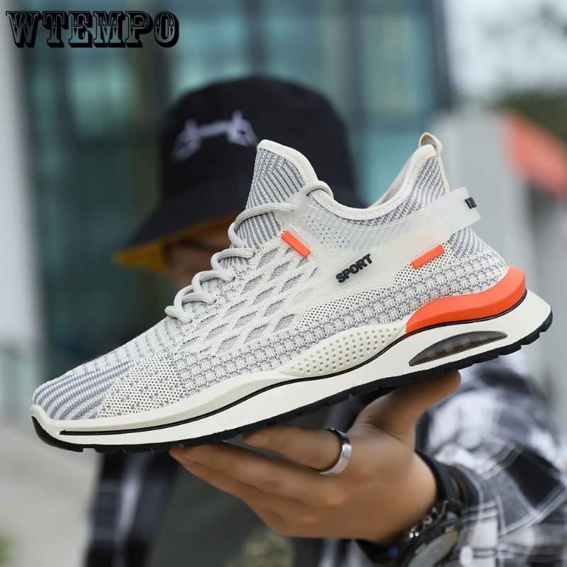 WTEMPO Men's Summer Air Cushion Sneakers Mesh Outdoor Breathable Sport Shoes Thick Bottom Non-Slip Basketball Shoes Casual Running Shoes