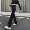Blugi Slim cu Talie Înaltă Stil Coreean - Pantaloni Elastici Drepți Evazați pentru Femei, Mărime Mică, Ușor Evazați, Stil Moping