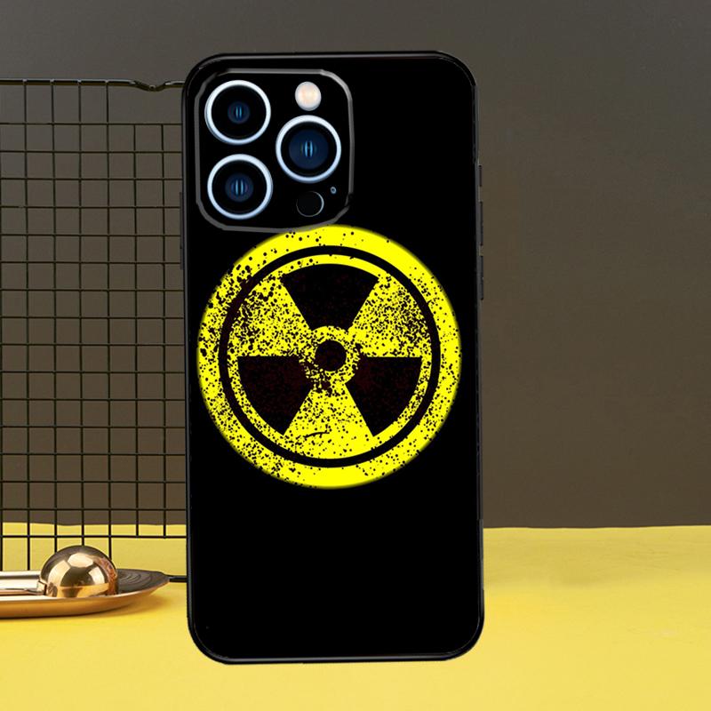 Nuclear Radiation Warning Sign Case For iPhone 16 15 14 13 12 11 Pro Max X XR XS 7 8 Plus 12 13 Mini Bumper Cover