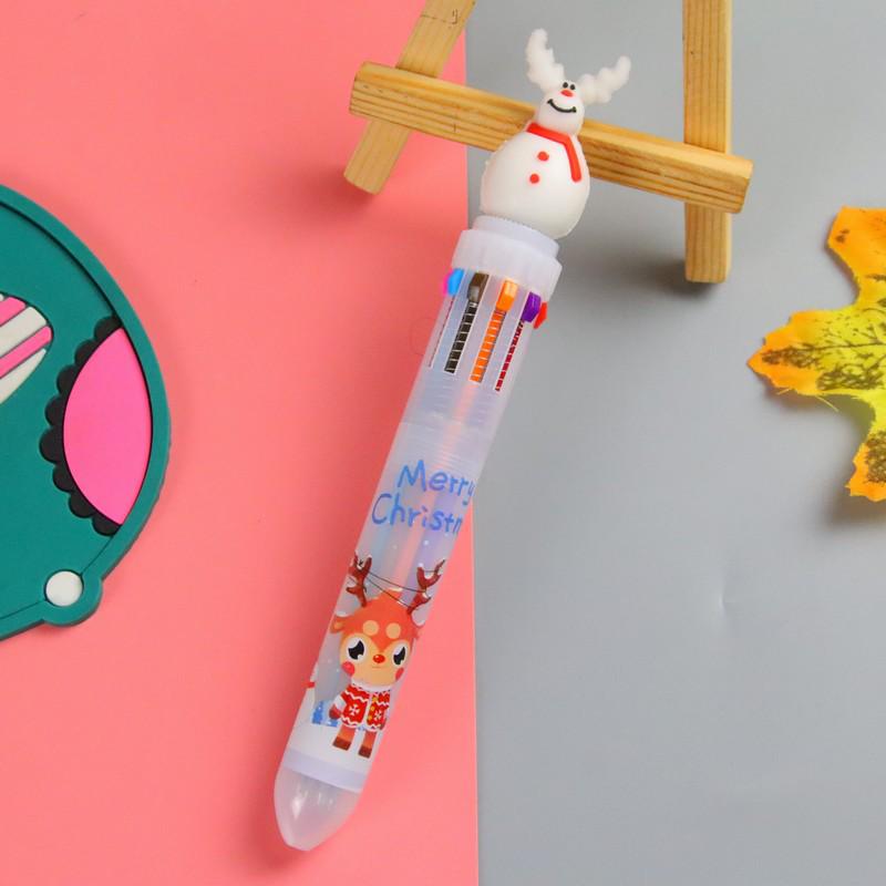 

Ten-Color Christmas Ballpoint Pen: Cute Holiday Gift for Students, Ideal for Journaling with Multi-Color Ink. Bullet Tip 0.7mm