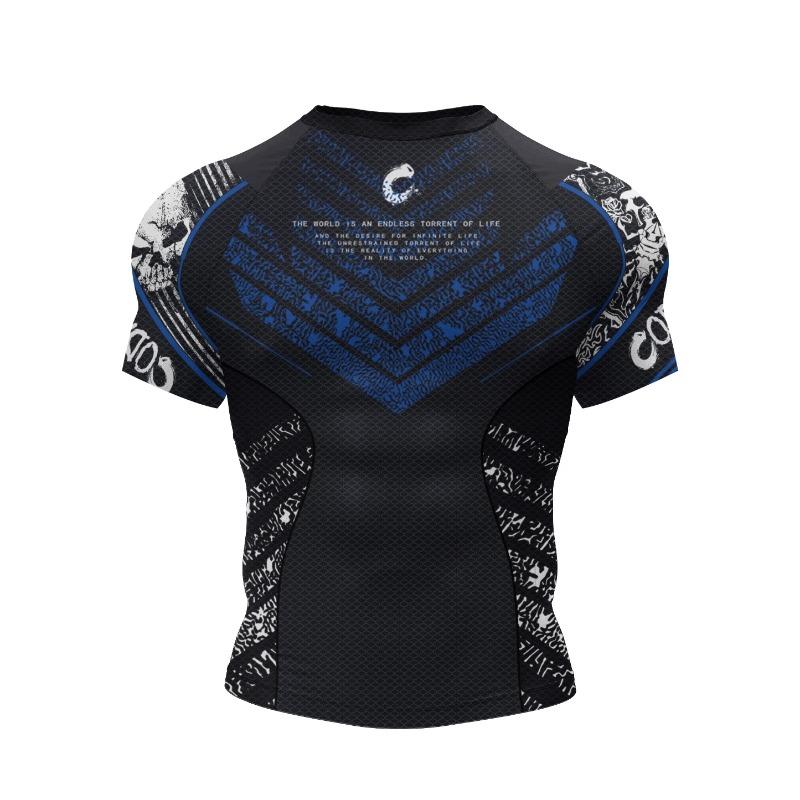 New MMA Kickbox Training Tee No Gi Bjj Top Jiu Jitsu Rashguard Spandex Compression T-Shirt Sublimation Sports Men Short Sleeve