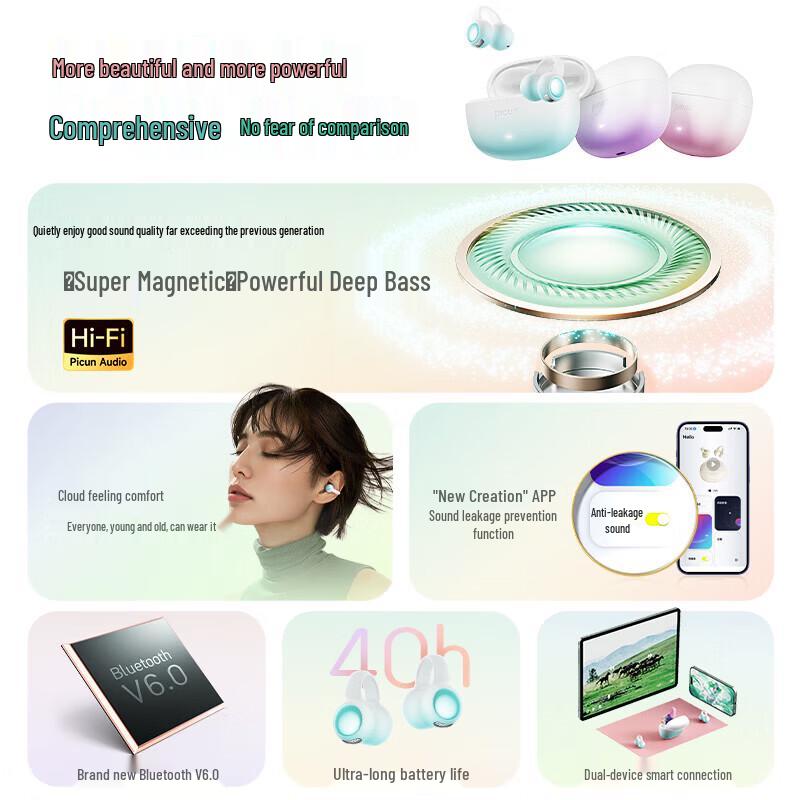 Picun True Wireless Open-Ear Bone Conduction Headphones