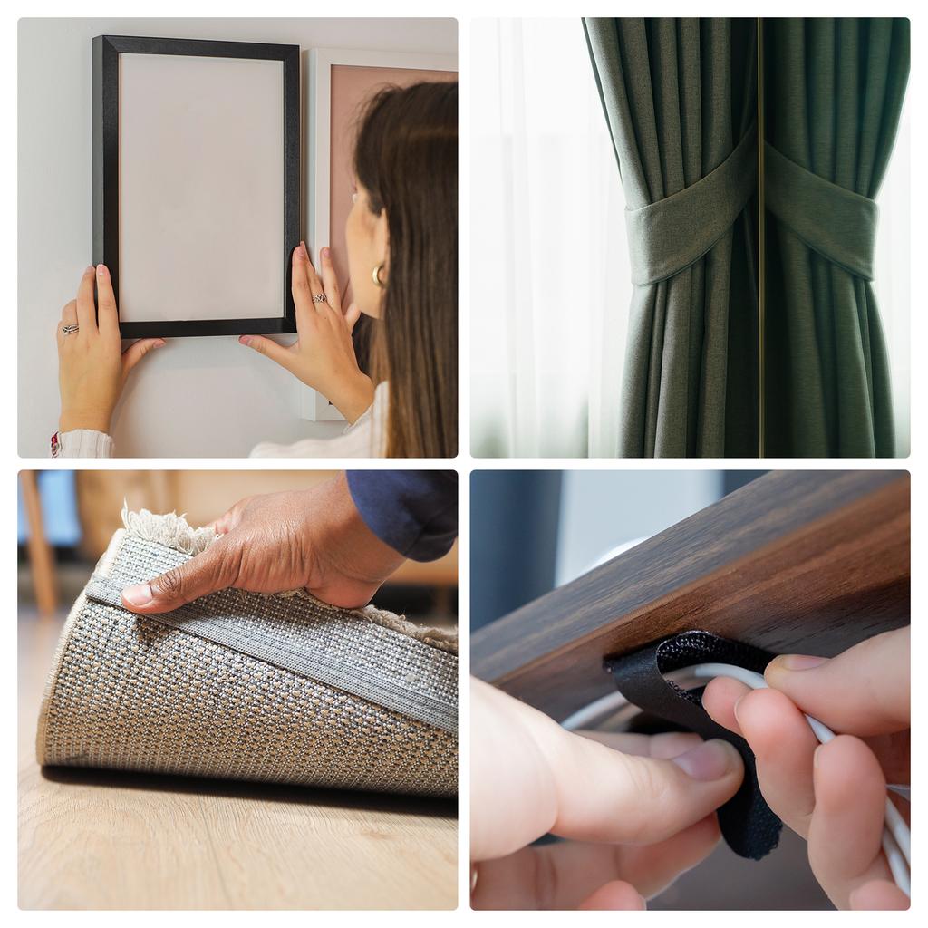 White Strong Self-Adhesive Hook and Loop Fastener Tape Rectangle Nylon Sticker Adhesive Tape For Car DIY Craft Home Office