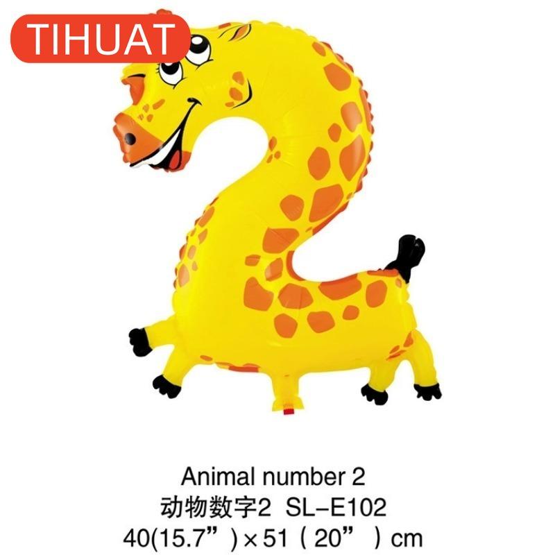 Cartoon Animal Number Foil Balloons for Kids Party Decoration Birthday Wedding Decor