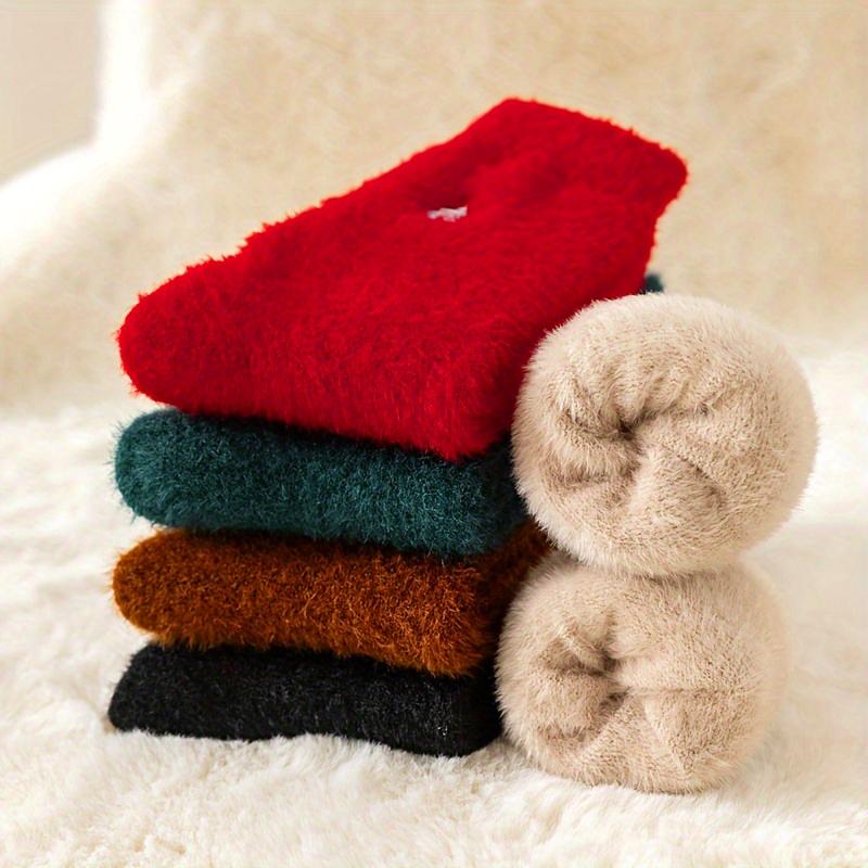 Polyester Soft Home Floor Socks Christmas Fluffy Socks Party Mink Fur Soft Sock Warm Christmas Embroidered Socks Home