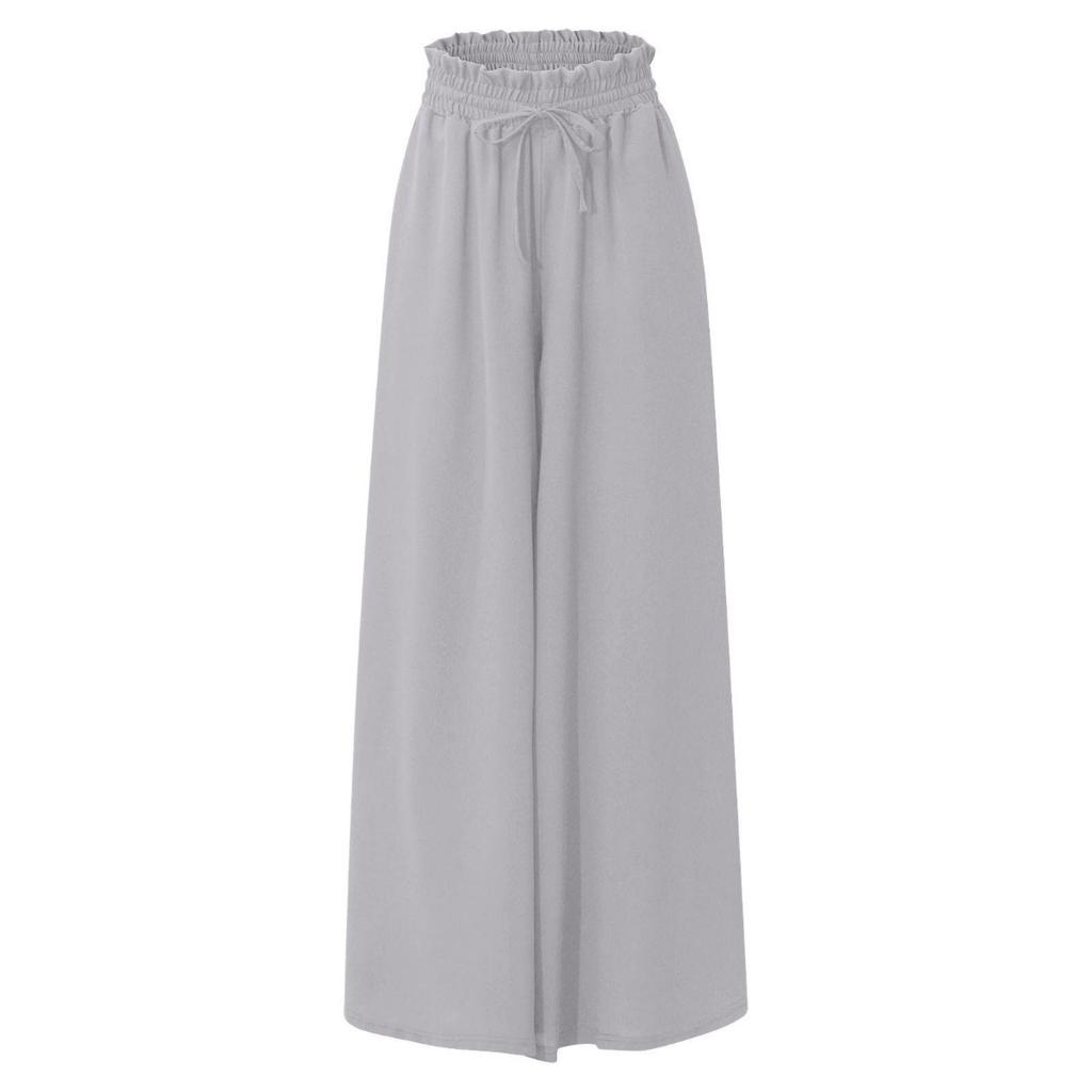 Summer New Women's Wide Leg Pants with Elastic Waistband, Wide Leg High Waist Long Skirt Pants