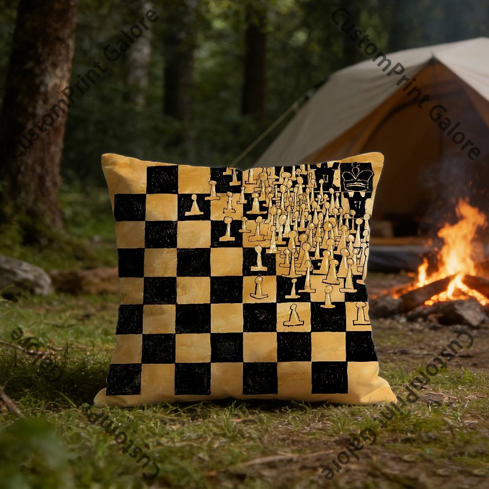 Chess Board HD Print Square Pillow Cover Polyester Lightweight Customizable for Home Office Sofa Decor