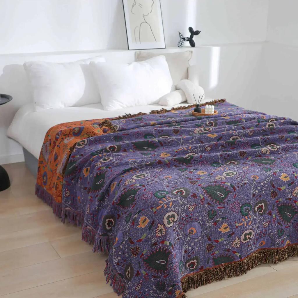 Japanese Throw Blanket Cotton Double Sided Sofa Cover Sofa Cushion Leisure Blanket Bedspread Four Seasons Cooling Quilt Sheet