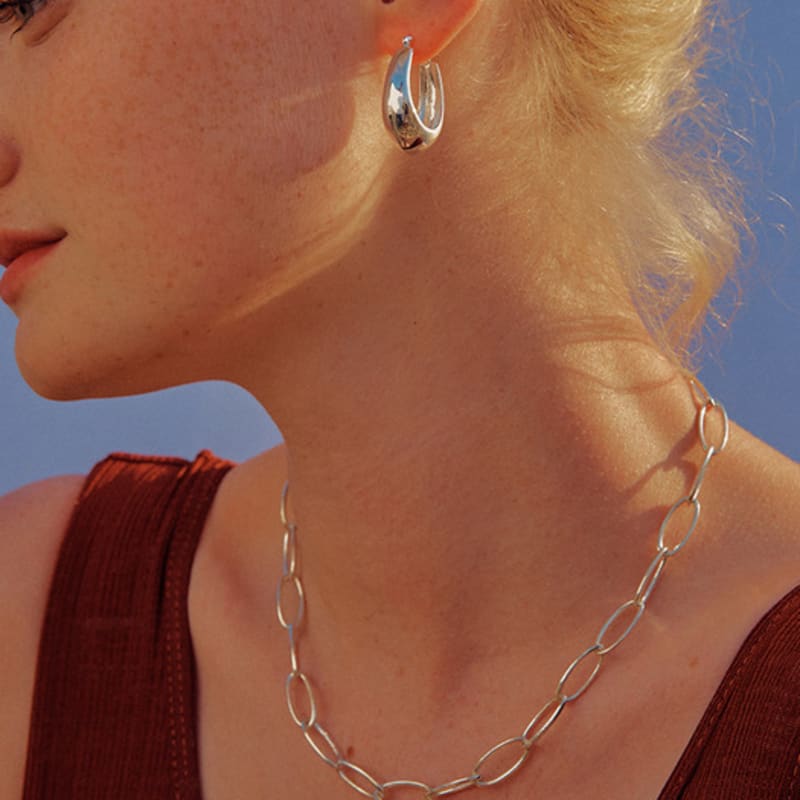 ACOOPU [925 Silver] Ola Round Chain Necklace