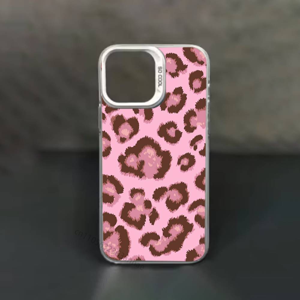Coque de téléphone cool Tigre Rose Léopard Pour iPhone 17,16,15,14,13,12,11,Pro,Max,Plus,Mini,X,XS,XR,8,S,SE Coque Noire Souple