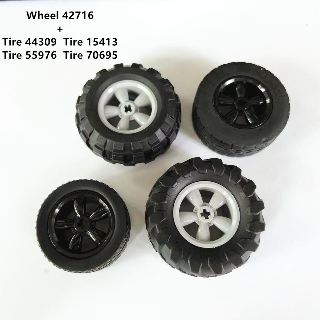 Rainbow Pig MOC Parts Wheel 42716 + Tire 44309 15413 55976 70695 Compatible Bricks DIY Building Blocks Particle Kid Toy Gift