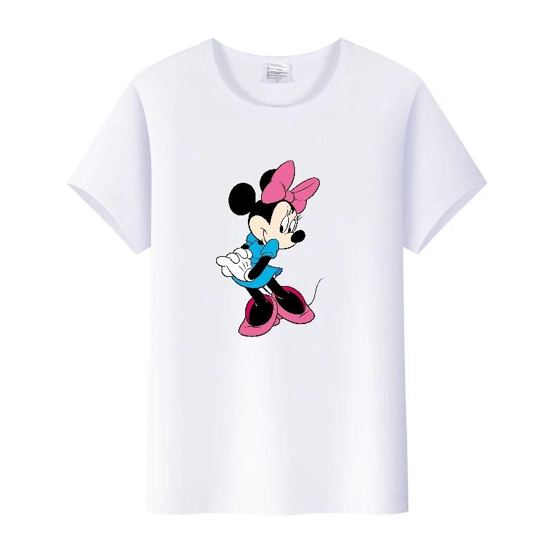 Kawaii Disney Cartoon Minnie Printed T Shirt Women Fashion Mickey Mouse White Oversized T Shirt Female Clothes Ladies T-shirts