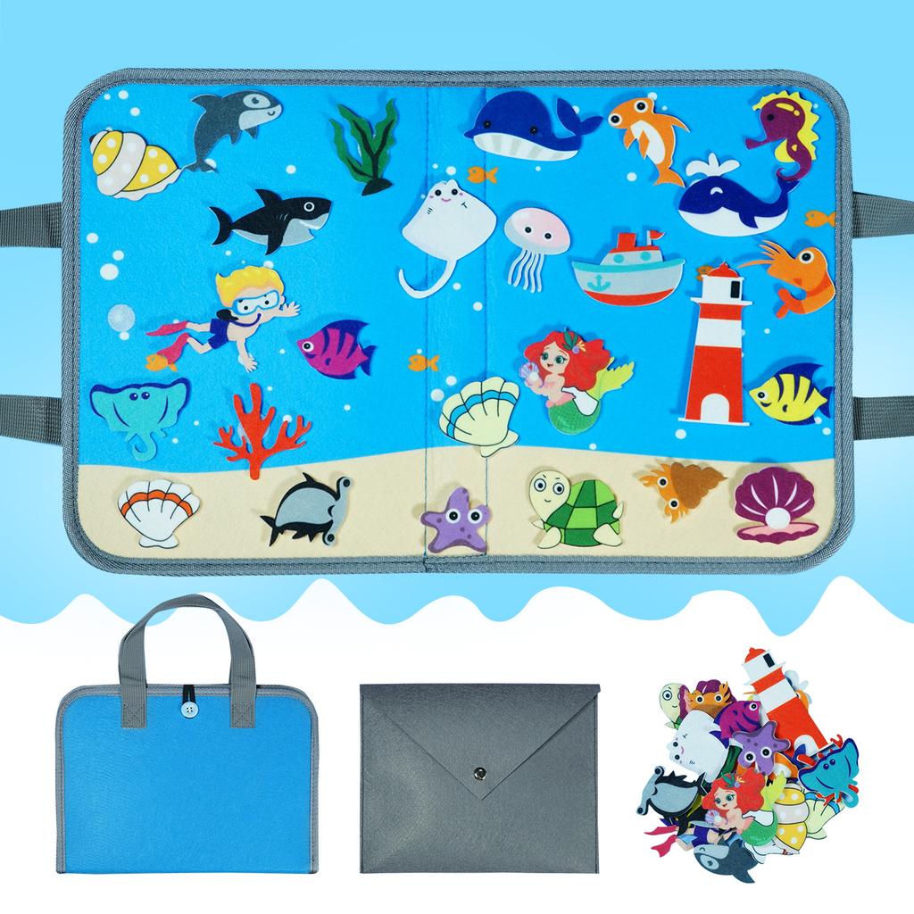 Montessori Animal Busy Board (Farm/Space/Insects/Ocean/Arctic) – Flannel Sensory Toy for Kids, Ideal Birthday Gift