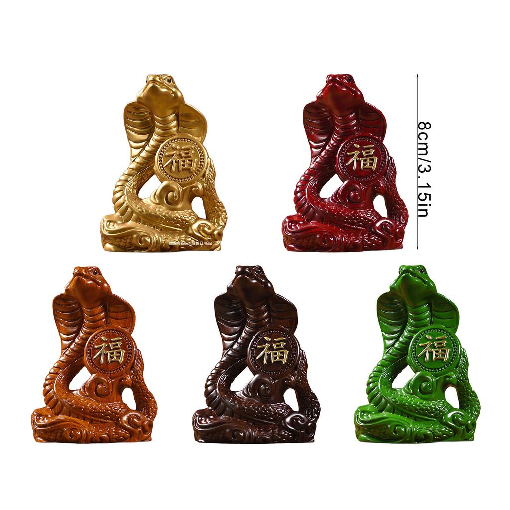 New Years Gift Wooden Zodiacs Snake Figurine Landscape Ornament for Home Decorations Office Desk Accessories