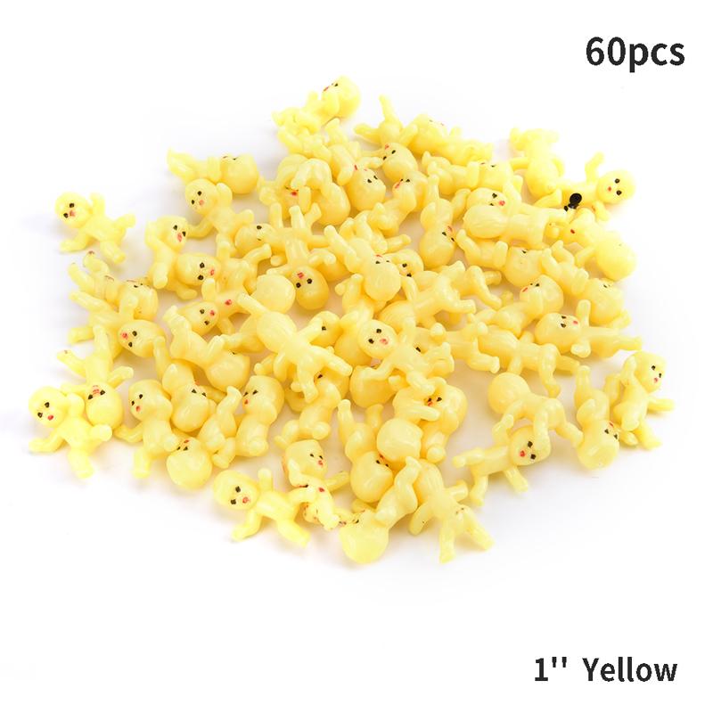 

60Pcs High Quality 1/1.2inch Mini Plastic Baby Doll Kids Toys Doll Accessories 10Colors жёлтый