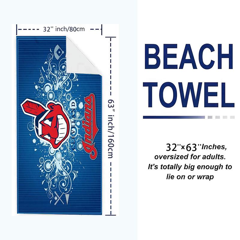 Cleveland Indians Print Beach Towel, Large Soft Quick Dry Towel for Beach Camping Swimming