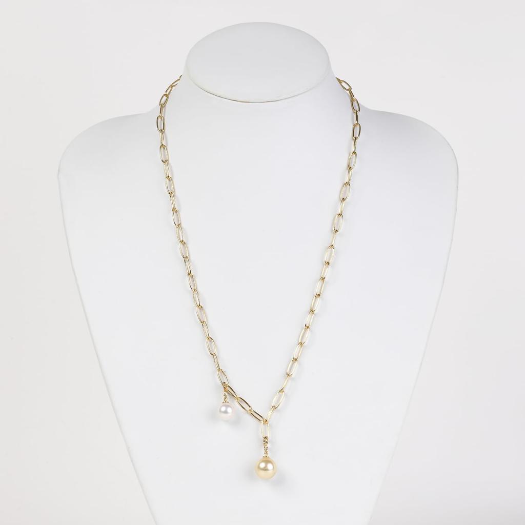 [MIONO] [Produced by Yumi Katsura] Pearl Necklace Yumisienne Large Pearl 3-Piece Set Popular Women's Formal Wear Simple Stylish Made In Japan (Gold)