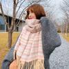 Korean Style Plaid Scarf for Women Winter Student Versatile Shawl Thickened Neck Warmer Cute Girlish Neck Gaiter