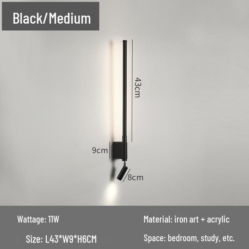 

Скандинавский минималистичный настенный светильник в виде длинной полосы для прикроватной тумбочки с защищающим глаза светом для чтения и выключателем для прихожих, входов и гостиничных номеров Neutral Light