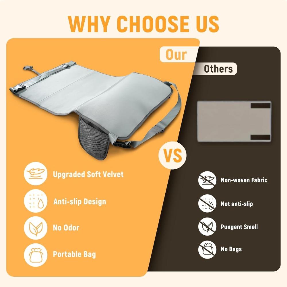 Toddler Airplane Bed, Grey | Airplane Travel Essentials, Plane Seat Extender for Kids, Portable Plane Travel Bed, For Long Flight Flying